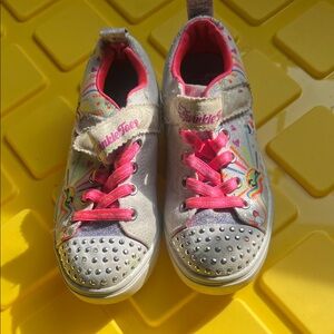 Skechers Twinkle Toes Rainbow Silver Sneakers